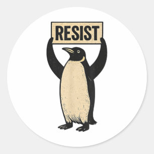 Funny Penguin Resist Coole Pinguine Vintag Protest Runder Aufkleber