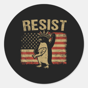 Funny Penguin Resist Coole Pinguine Vintag Protest Runder Aufkleber