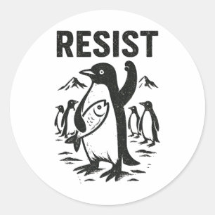 Funny Penguin Resist Vintages Design Runder Aufkleber