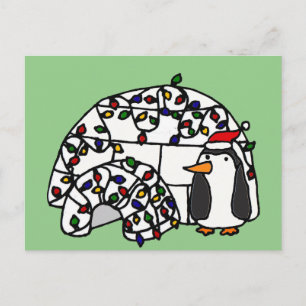 Funny Penguin und Christmas Iglu Feiertagspostkarte