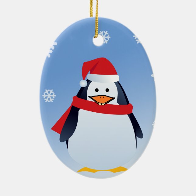 Funny Penguin Weihnachten Weihnachtsmann Ornament (Hinten)