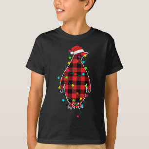 Funny Penguin Weihnachtsbaum Rotes Kariertes Weihn T-Shirt