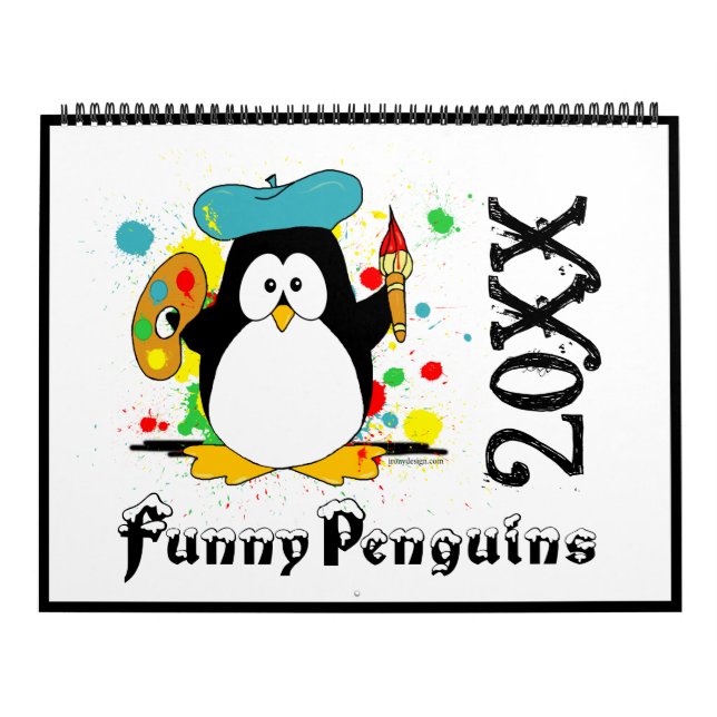Funny Penguines Cartoon Kunst, Dichtung und Musik Kalender (Titelbild)