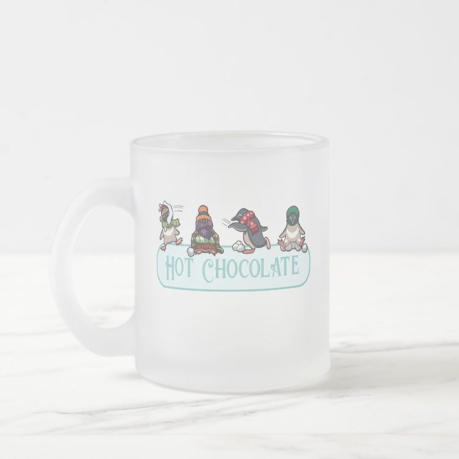 Funny Penguins Hot Chocolate Snowballing Cartoon Mattglastasse (Links)