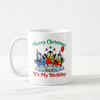 Funny Penguins, Merry Christmas Birthday Kaffeetasse