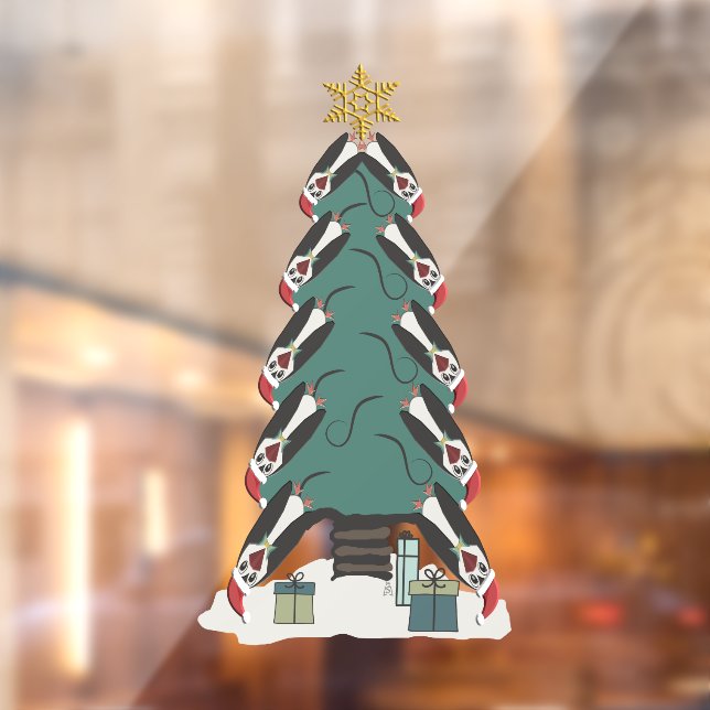 Funny Penguins Weihnachtsbaum Fensteraufkleber (Blatt 2)