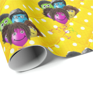Funny People Balloon Group zu Polka Dots Geschenkpapier