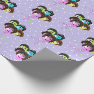 Funny People Birthday Balloons on Polka Dots Geschenkpapier