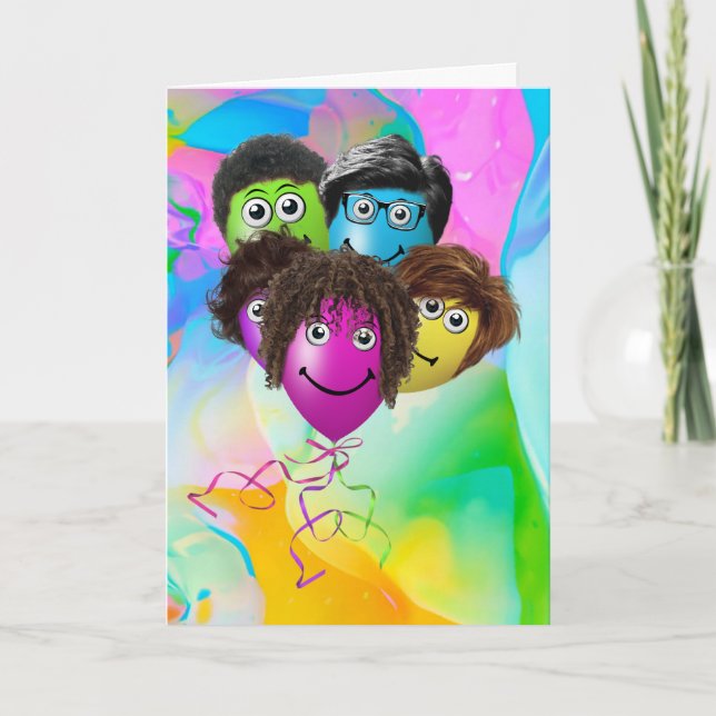 Funny People Birthday Balloons von der Gruppe Karte (Vorderseite)