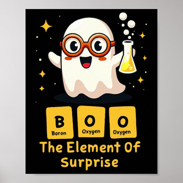 Funny Periodic Table Chemistry Ghost Nerd Boo Hall Poster (Vorne)