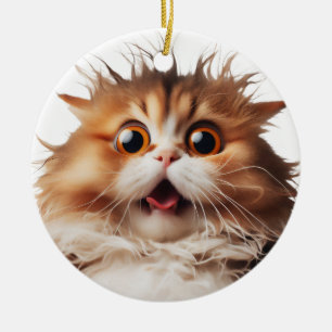 FUNNY PERSIAN CAT ÜBERRASCHTE KATZE KERAMIK ORNAMENT