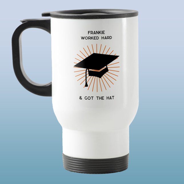 Funny Personalisiert Abschluss Reisebecher (Fun personalized graduation hat mortarboard travel mug)