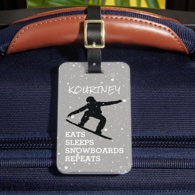 Funny Personalisiert Bag Achtung | Snowboard Grau Gepäckanhänger (Vorderseite Insitu 2)