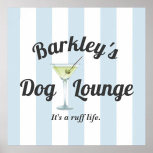 Funny Personalisiert Blue Strip Dog Lounge Poster