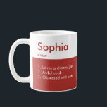 Funny Personalisiert Definition Tasse | Individuel<br><div class="desc">Machen Sie Ihren Kaffee oder Tee mit dieser personalisierten Definition-Tasse noch mehr Spaß! Mit einem kühnen Design mit Ihrem Wunschnamen und drei unglaublich witzig "Definitionen" darunter ist diese Tasse die perfekte Mischung aus Spaß und Stil. Ob für einen Freund, ein Familienmitglied oder einen Kollegen, das macht ein großartiges Geburtstagsgeschenk, Secret...</div>