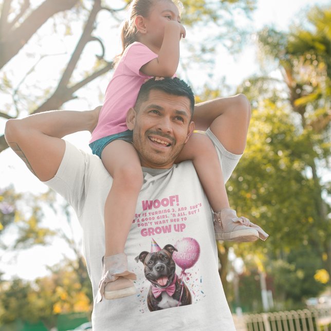 Funny Personalisiert Dog Birthday Vater T-Shirt (Funny personalized dog boxer with happy birthday balloon party hat confetti cute quote for dad)