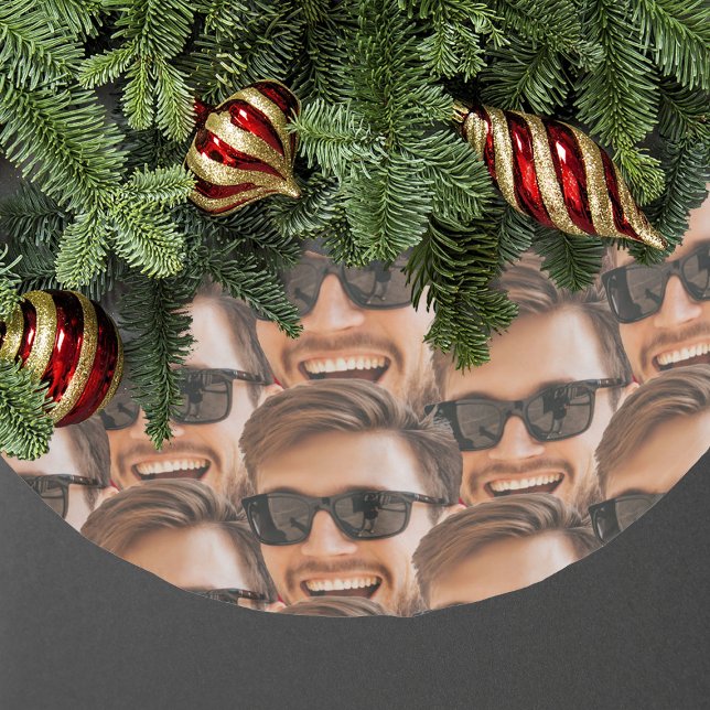 Funny Personalisiert Face Christmas Polyester Weihnachtsbaumdecke (Funny Personalized Face Christmas Brushed Polyester Tree Skirt
)