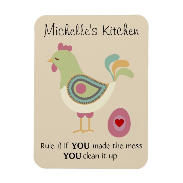 Funny Personalisiert Kitchen Rule Chicken Magnet (Vertikal)