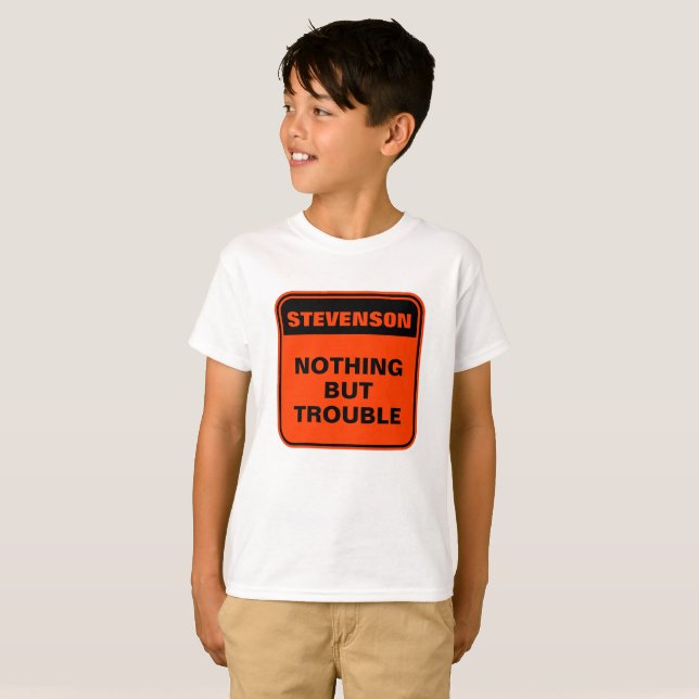 Funny personalisiert orange nichts als Ärger Kinde T-Shirt (Vorne ganz)