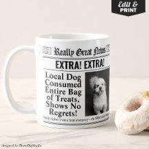 Funny Personalisiert Pet Tasse, Editable Newspapie