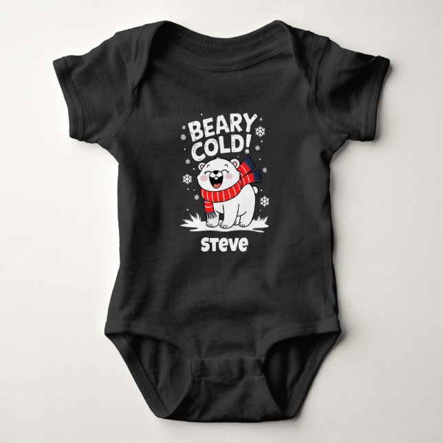 Funny Personalisiert Polar Beary Cold Weihnachten Baby Strampler (Vorderseite)