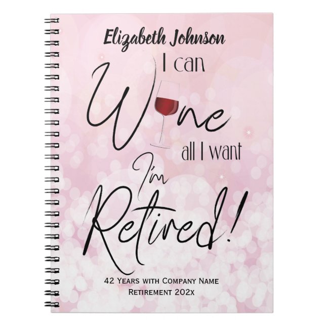 Funny Personalisiert Retirement Wine Notizblock (Vorderseite)