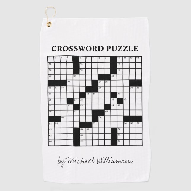 Funny Personalisiert Schwarz-weiß Crossword Puzzle Golfhandtuch (Vorderseite)