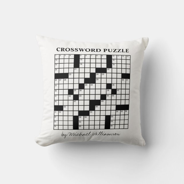 Funny Personalisiert Schwarz-weiß Crossword Puzzle Kissen (Vorderseite)