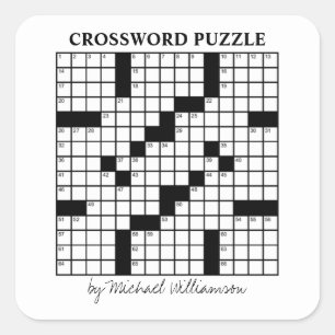 Funny Personalisiert Schwarz-weiß Crossword Puzzle Quadratischer Aufkleber