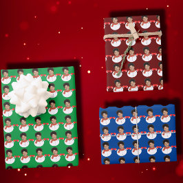 Funny Personalisiert Snowman Custom Face Foto Xmas Geschenkpapier Set