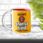 Funny Personalisiert Starter Fluid Zweifarbige Tasse<br><div class="desc">Funny starter Fluid Label mit Ihrem Namen personalisiert direkt darauf!</div>