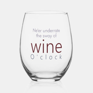 Funny Personalisiert Wine O'clock Weinglas Ohne Stiel