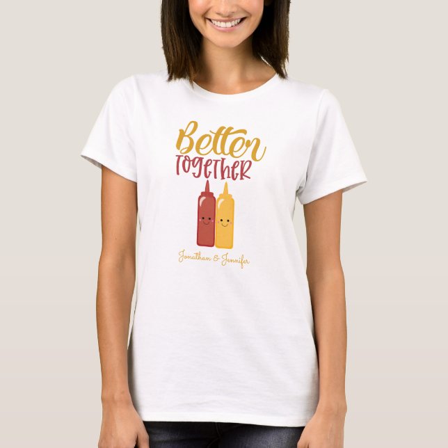 Funny Personalisiert Women's Mustard Ketchup Paare T-Shirt (Vorderseite)
