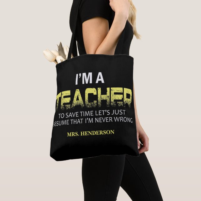 Funny Personalisiert Yellow Black Teacher Tote Bag (Von Nahem)
