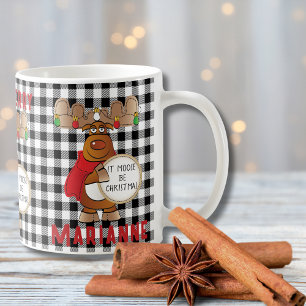 Funny Personalisierte Elche macht Merry Black Red Kaffeetasse