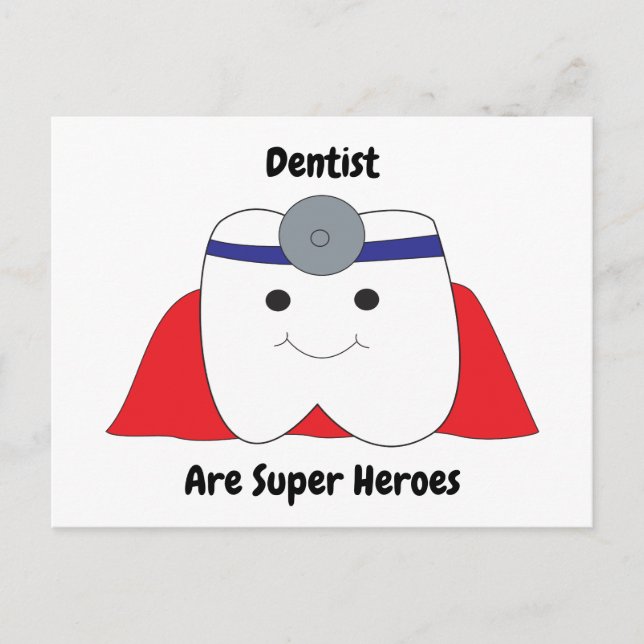 Funny Personalize Dentist Tooth Super Hero Postkarte (Vorderseite)
