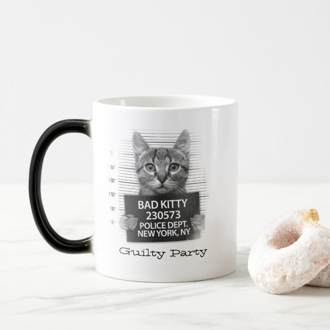 Funny Personalize Guilty Kitty Verwandlungstasse (Mit Donut)