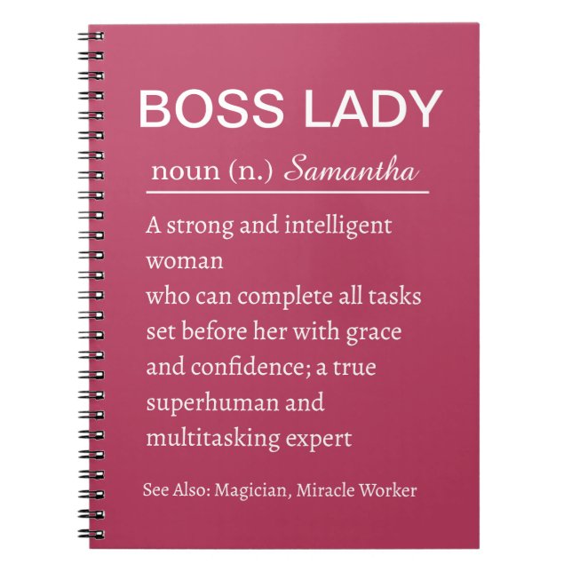 Funny Personalized Boss Lady Definition Notebook Notizblock (Vorderseite)