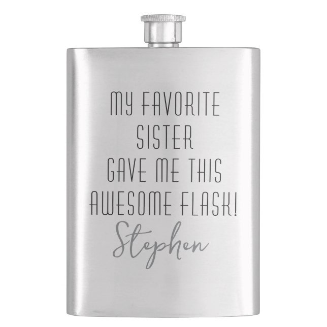 Funny Personalized from Favorite Sister Modern Flachmann (Vorderseite)