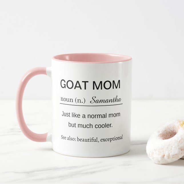 Funny Personalized Goat Mom Definition Tasse (Mit Donut)