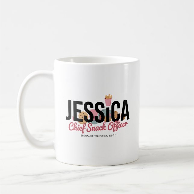 Funny Personalized Name Mug – Chief Snack Officer Kaffeetasse (Links)