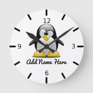 Funny Personalized Penguin Runde Wanduhr