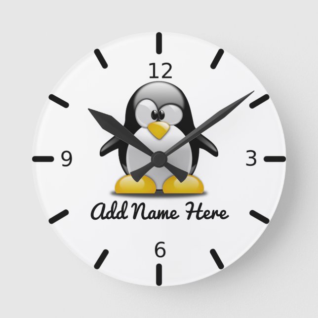 Funny Personalized Penguin Runde Wanduhr (Vorderseite)