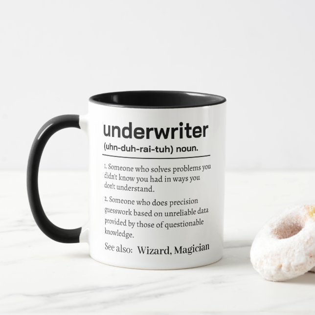 Funny Personalized Underwriter Definition Tasse (Mit Donut)