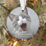 Funny Pet definieren naughty Christmas Ornament<br><div class="desc">Funny Pet Foto Weihnachtsfeiertag Ornament. Design-Features,  ein Foto Ihres Hundes oder Ihrer Katze,  ein Gesamtbild,  der Text "DEFINE NAUGHTY",  und Haustiere Namen/s.</div>