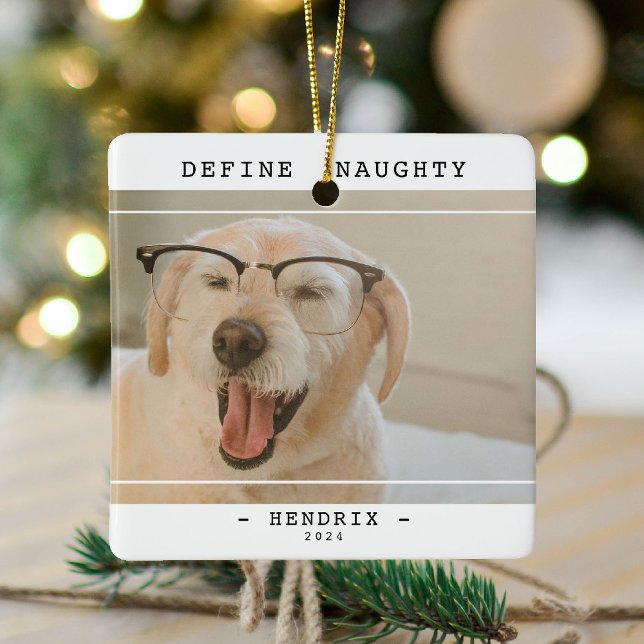 Funny Pet 'Definieren Naughty' Foto Weihnachten Keramikornament (Von Creator hochgeladen)