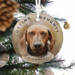 Funny Pet definieren Naughty Weihnachtsglas Foto Ornament Aus Glas<br><div class="desc">Funny Pet Foto Weihnachtsglas Ornament. Design-Features,  ein Bild Ihres Hundes oder Ihrer Katze,  ein Gesamtbild,  der Text 'DEFINIEREN NAUGHTY' und der Name des Tieres. Macht ein wunderbares Sake-Geschenk.</div>