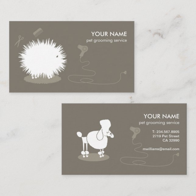 Funny pet grooming Business Card Visitenkarte (Vorne/Hinten)