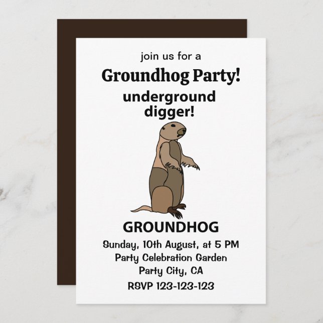 Funny Pet Groundhog Einladung (Vorne/Hinten)