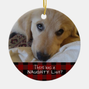 Funny Pet NAUGHTY ODER NICE Red Black Buffalo Kari Keramik Ornament